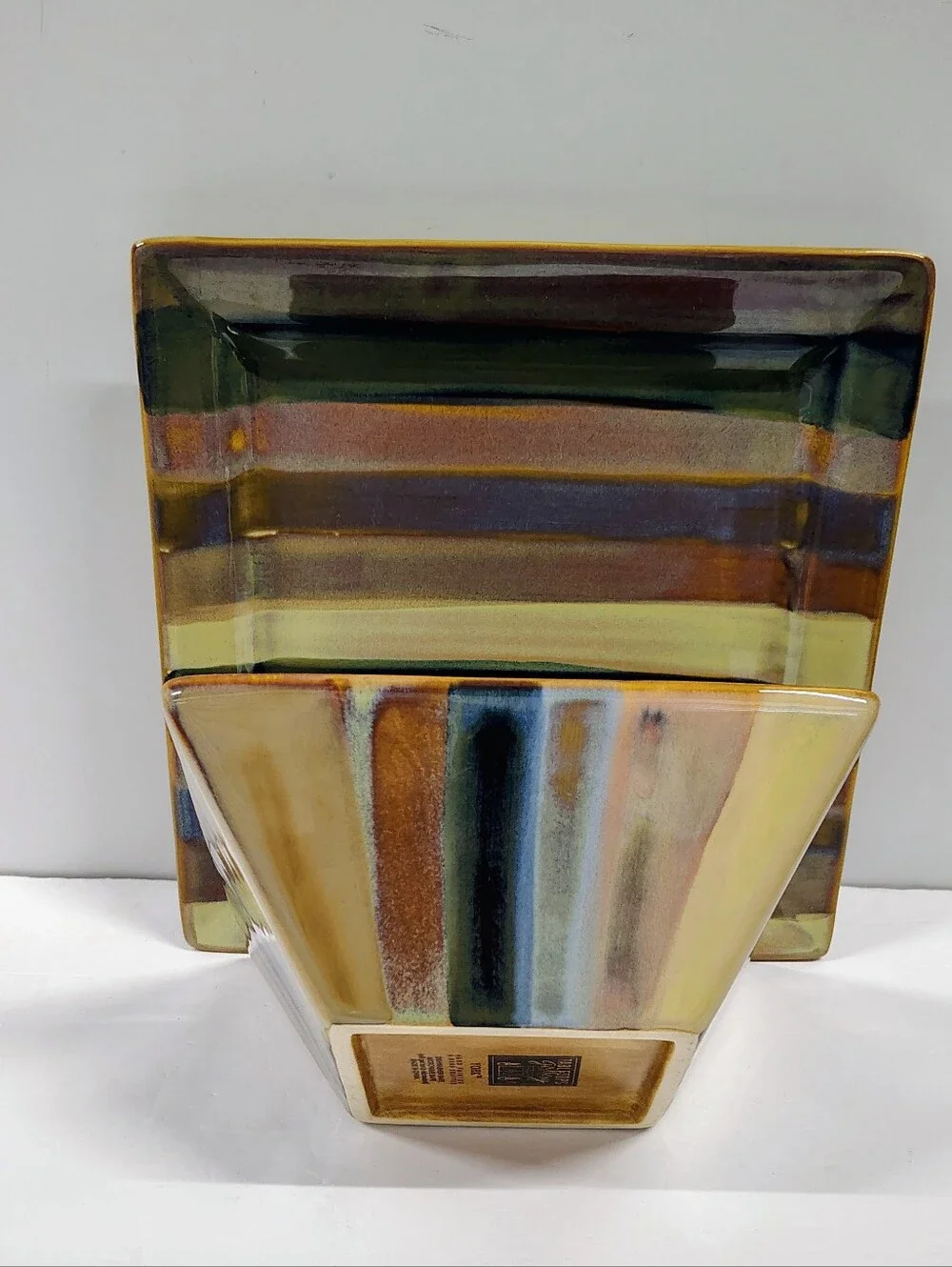 Tabletops Gallery YORK Hand Painted Square Salad Soup Bowl & 9